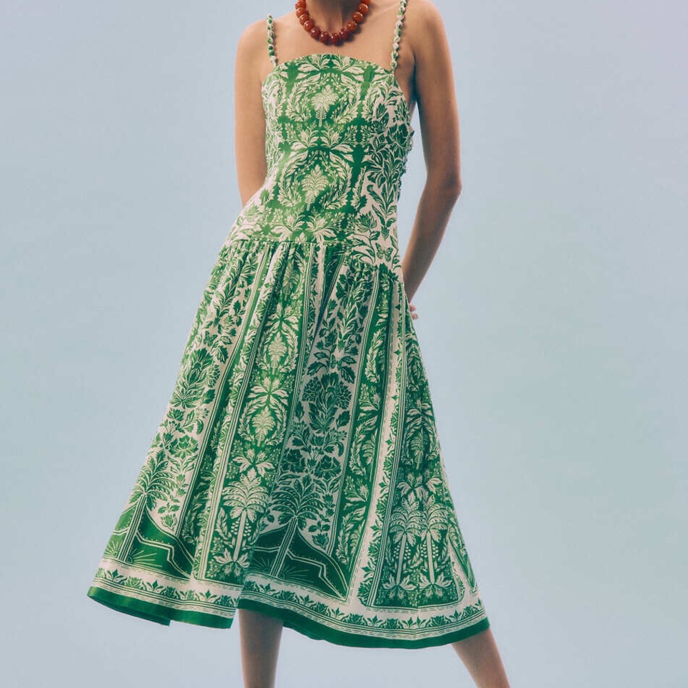 NWT Farm Rio Delicate Tapestry Linen Midi Dress